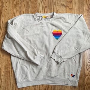 Aviator Nation Crewneck with Rainbow Heart size XL